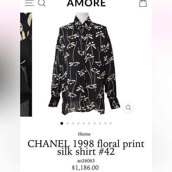 Chanel black and white abstract floral print - Picture 7 of 7